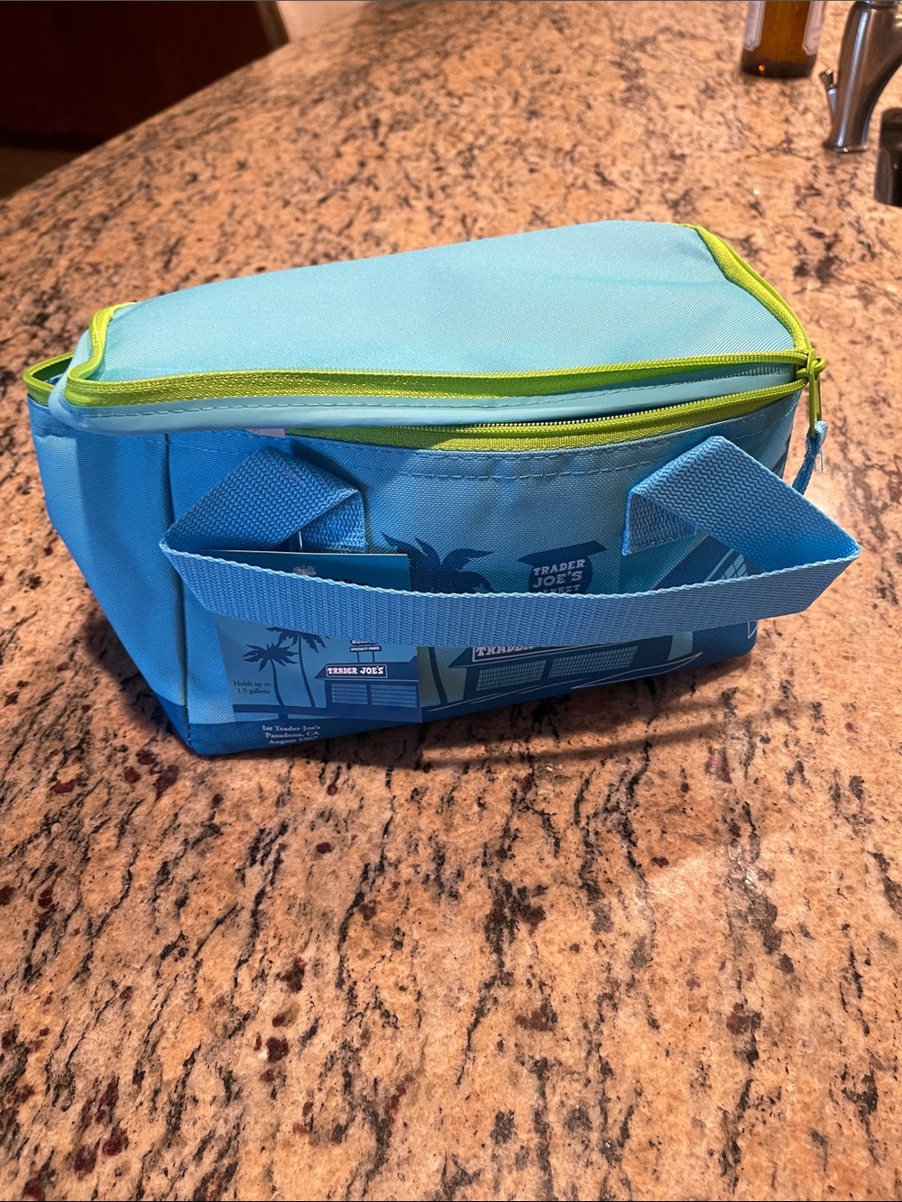 Trader Joe's Blue Insulated Lunch Cooler Bag with Lime Trim